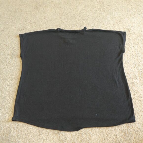 Athleta Women Small Pullover Oversize Short Sleeve Ribbed Hi Lo Hem Black - Picture 2 of 7